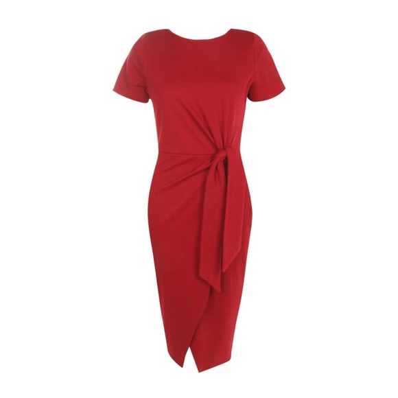 EUC Boohoo Lottie Tie Scuba Midi Dress 4 - Picture 2 of 4